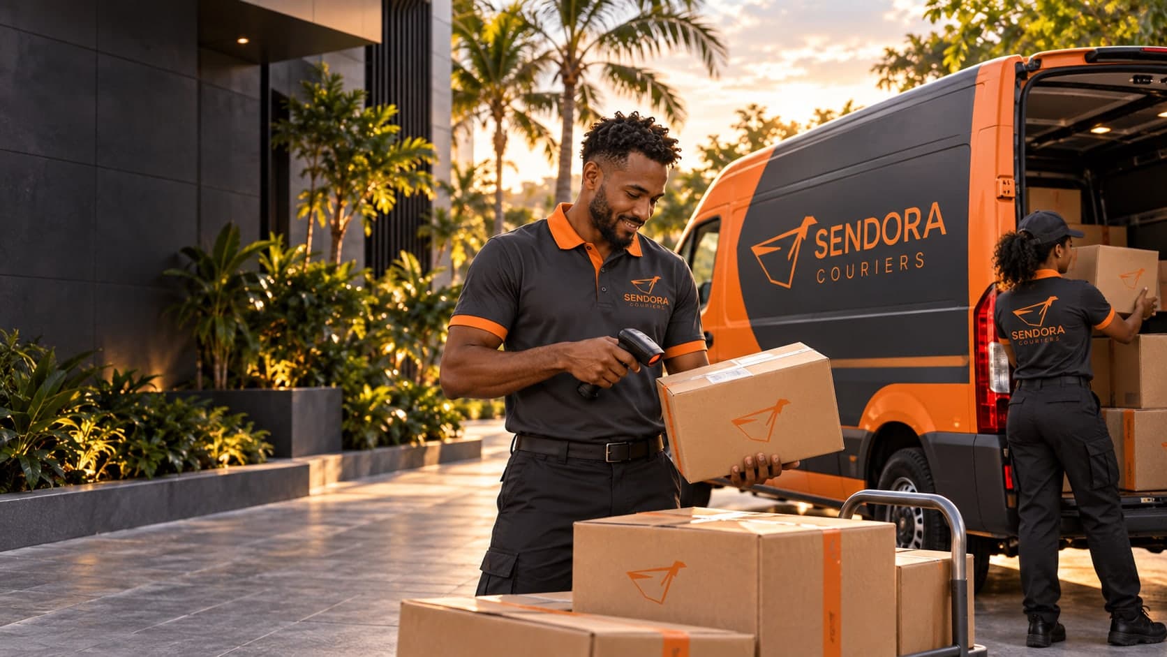 Sendora courier team preparing parcels
